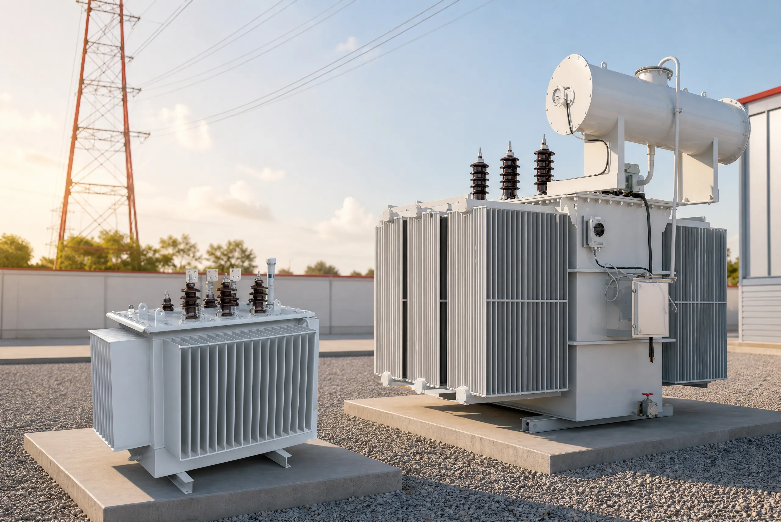 Oil immersed transformer installation for site and foundation review