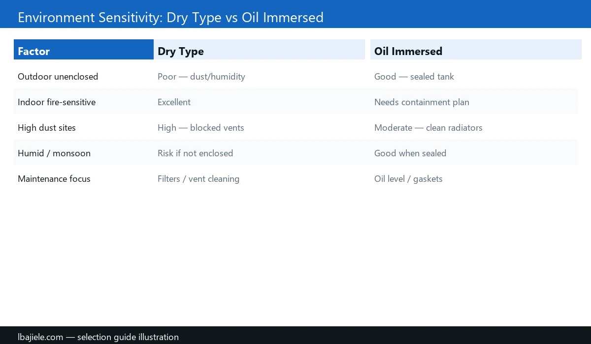 Technical comparison of dry type and oil immersed transformer parameters