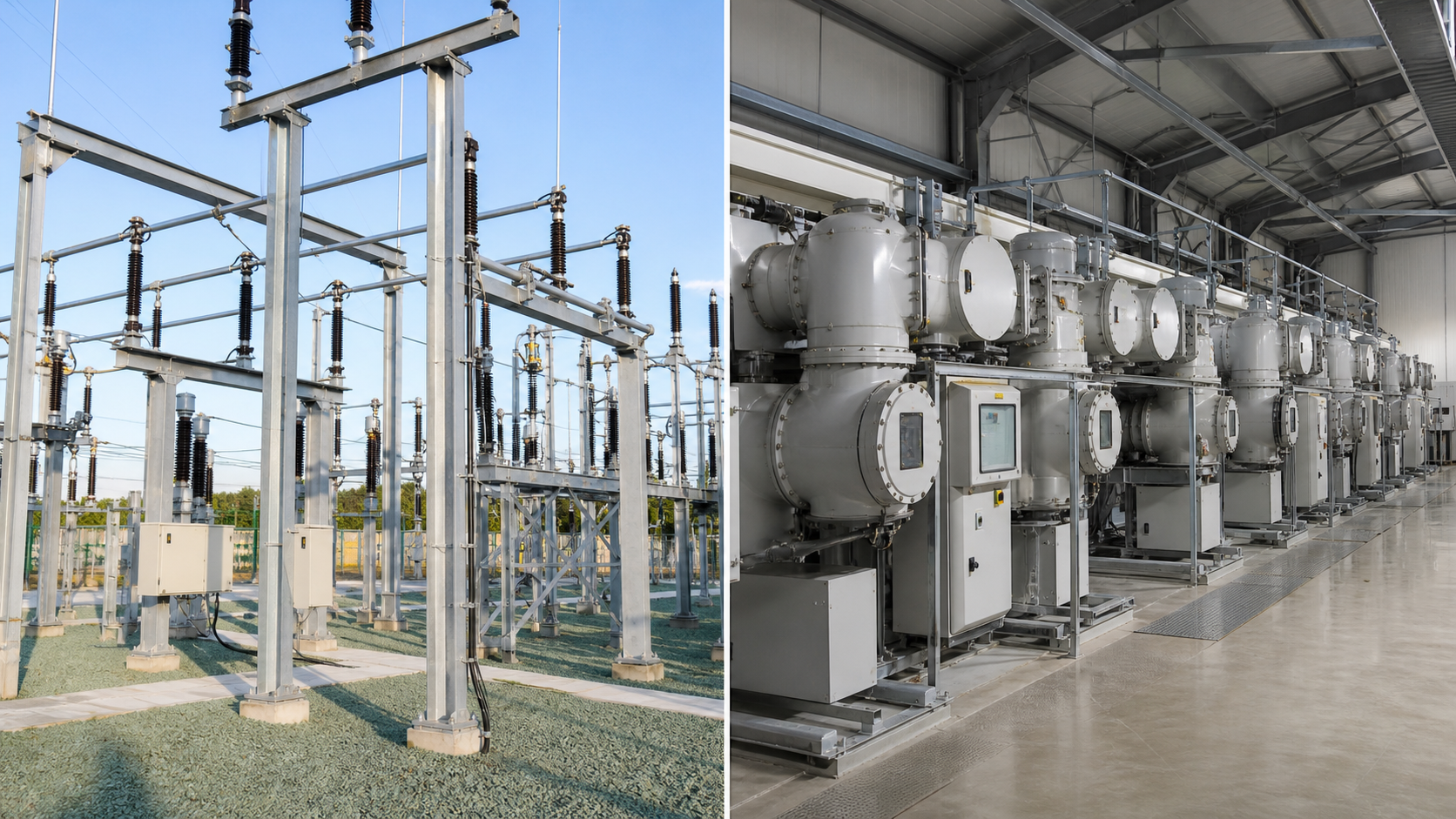 Comparison of outdoor air-insulated and indoor gas-insulated substation equipment