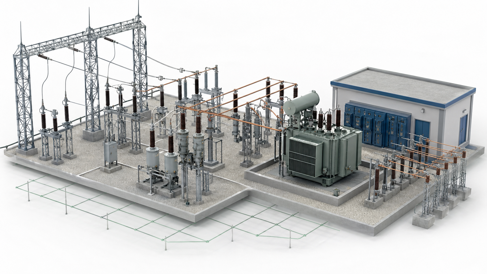 Electrical substation equipment layout