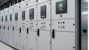 Modern low voltage switchboard lineup in an industrial facility
