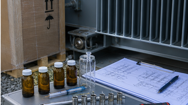 Transformer oil samples, torque tools and drawings prepared for receiving inspection