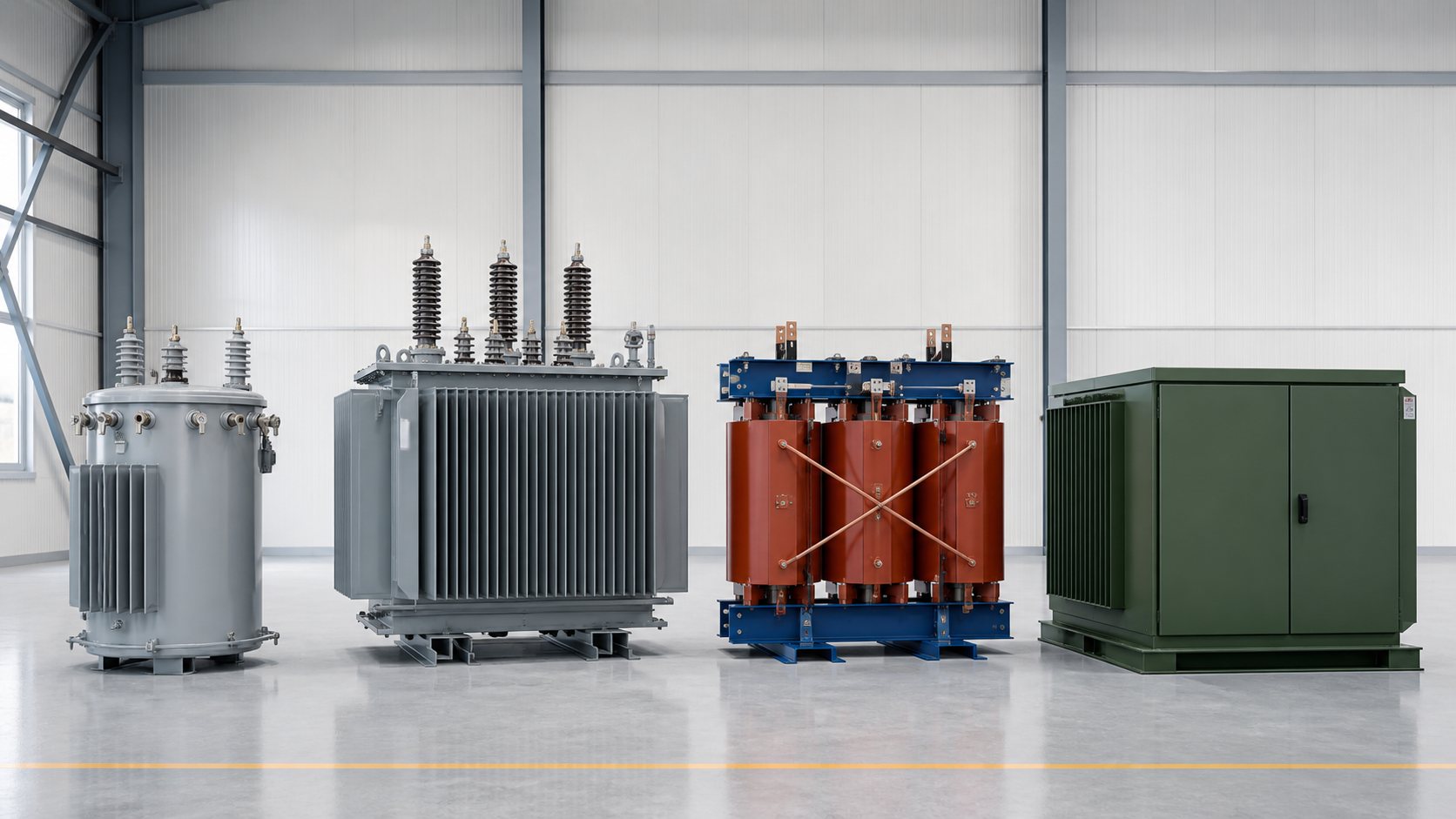 Comparison of pole-mounted, oil-immersed, dry-type and pad-mounted transformers