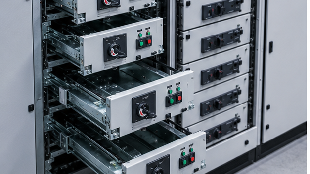 Modular withdrawable feeder drawers in low-voltage switchgear