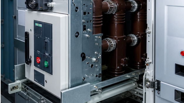 Withdrawable vacuum circuit breaker in a medium-voltage switchgear compartment