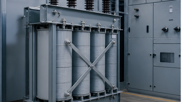 Zigzag grounding transformer installed beside medium-voltage switchgear