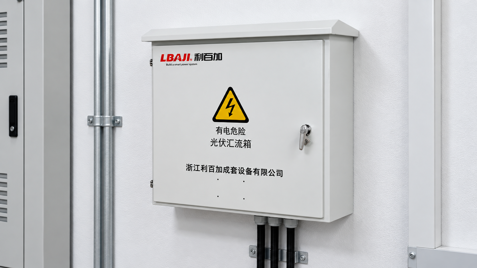 LBAJI LHLX AC photovoltaic bus box shown as a compact low-voltage enclosure reference