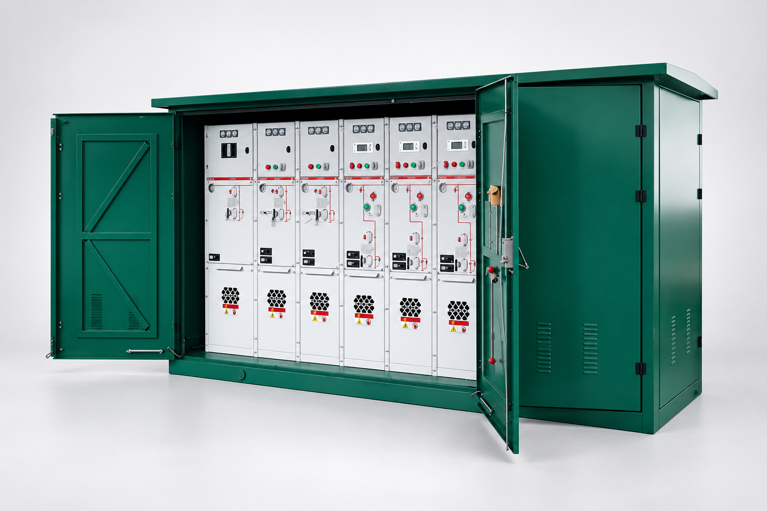 LBAJI XGW-12 outdoor ring main cabinet with open doors based on the original product photo