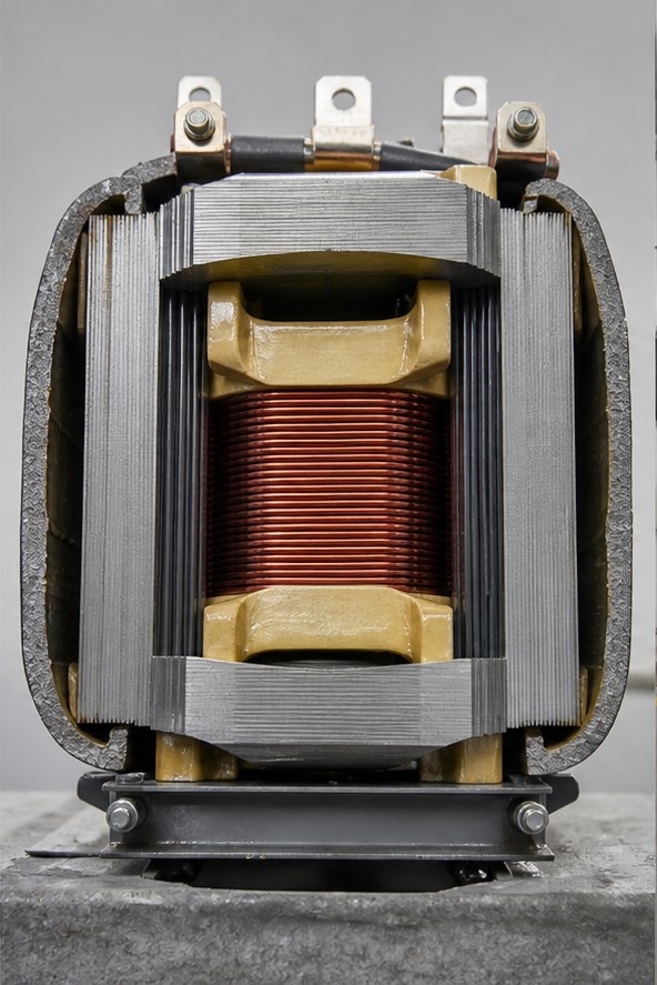Dry-type transformer winding and laminated core
