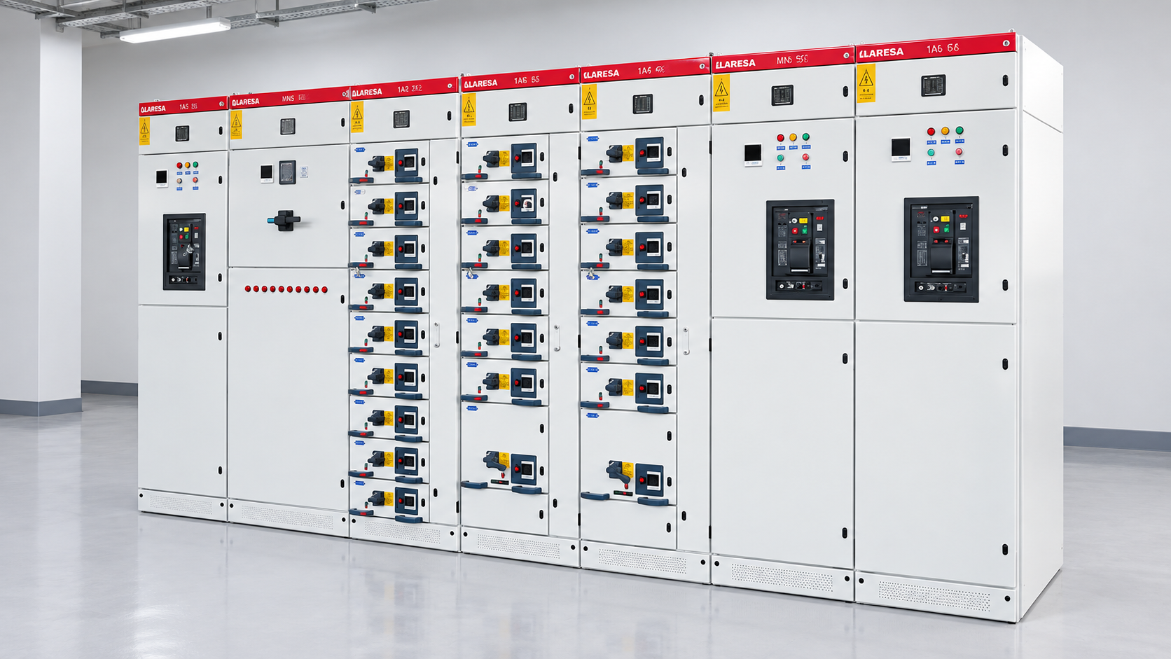 LBAJI MNS GCK GCS withdrawable low-voltage lineup used as a breaker-control reference