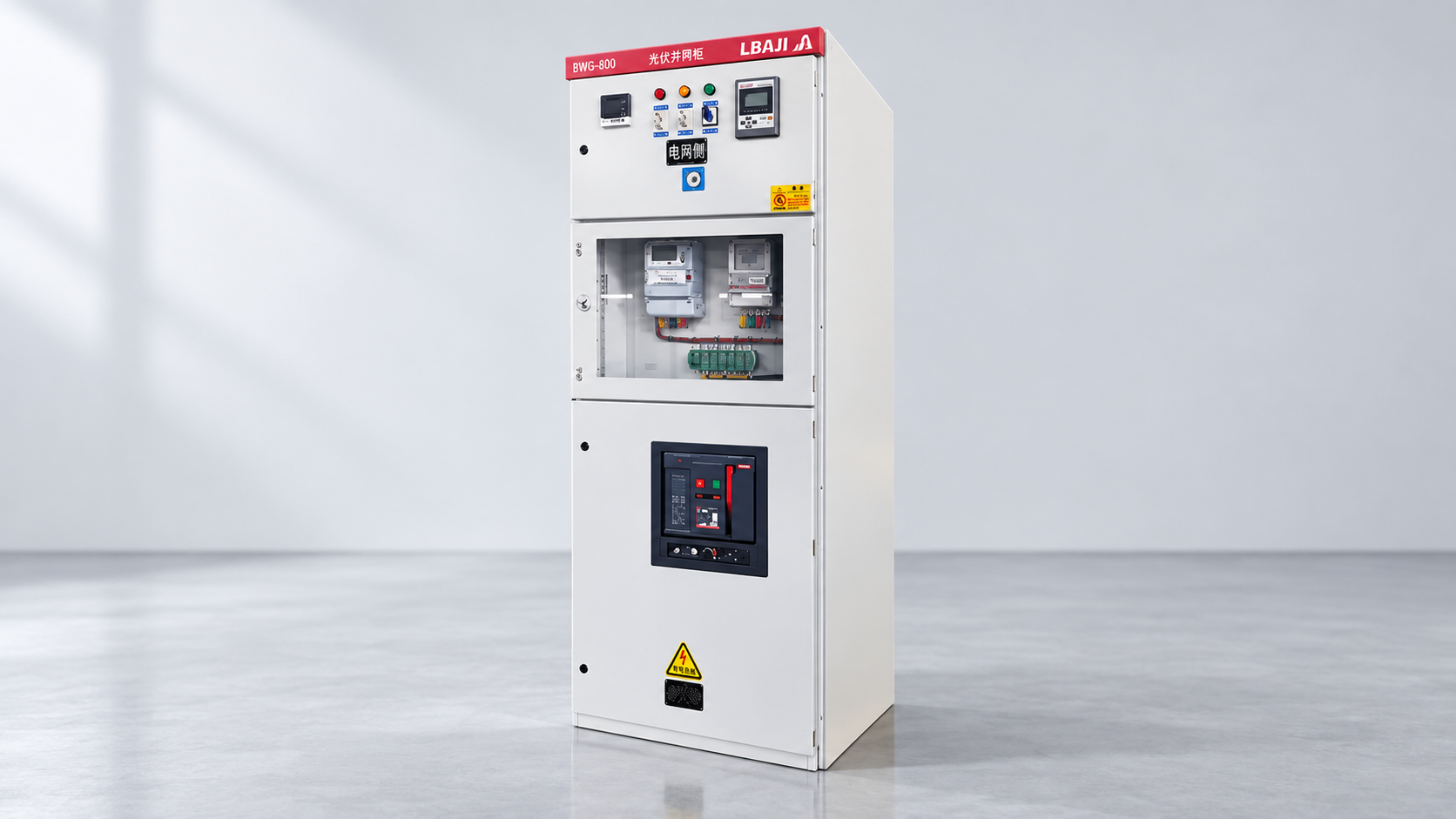 LBAJI BWG-800 photovoltaic grid-connected cabinet used as a remote-trip interface reference