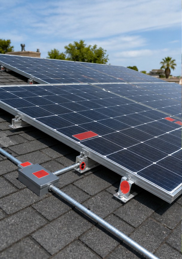 Photovoltaic array and electrical equipment marking locations
