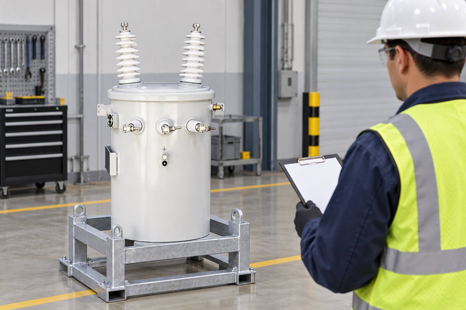 Illustrative factory review of a single-phase transformer and blank inspection checklist