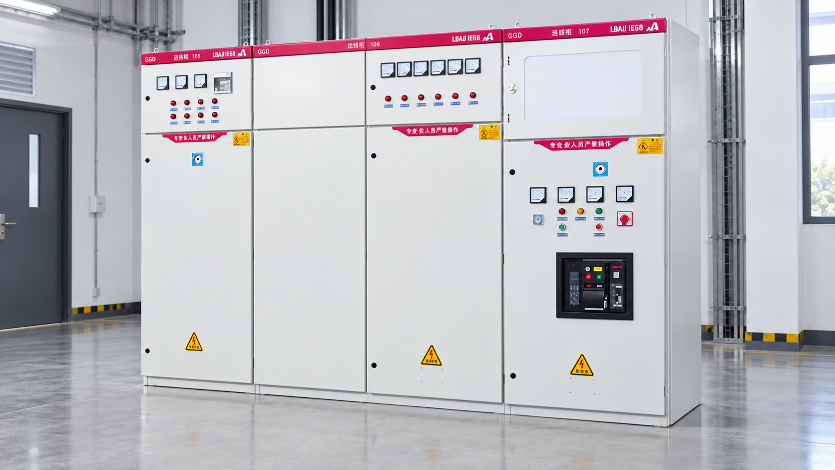 Closed three-bay GGD low-voltage switchgear lineup