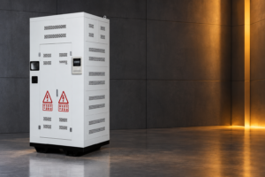 SCB dry-type transformer closed enclosure in an illustrative indoor setting