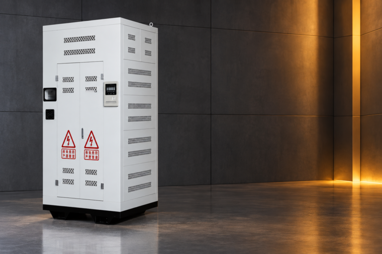 SCB dry-type transformer closed enclosure in an illustrative indoor setting