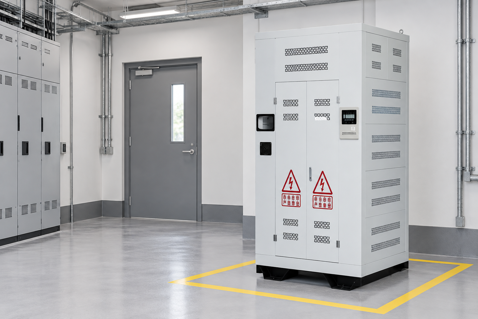 Closed SCB transformer enclosure in a planned indoor setting