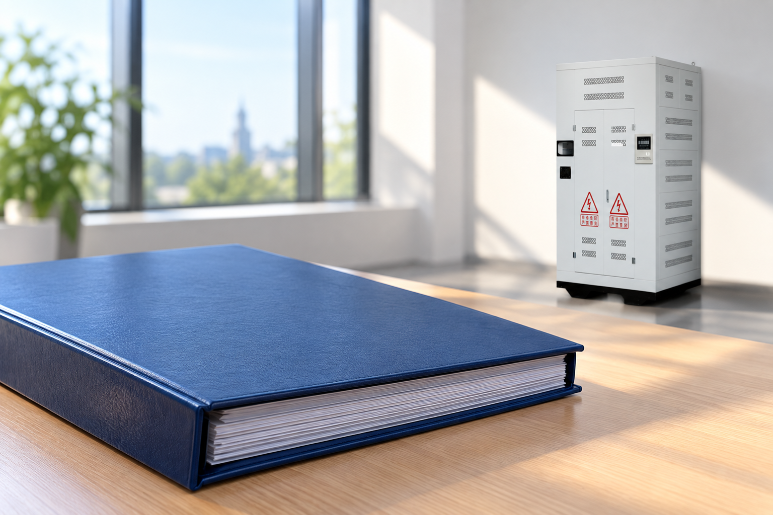 Separate monitoring records folder with closed SCB transformer enclosure in the background