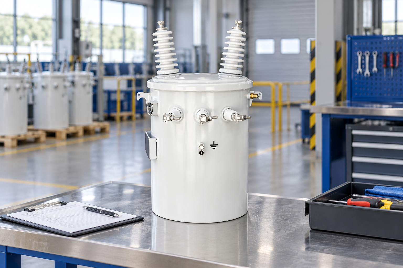 Single Phase pole mounted Transformer exterior reference for ac single phase power factor