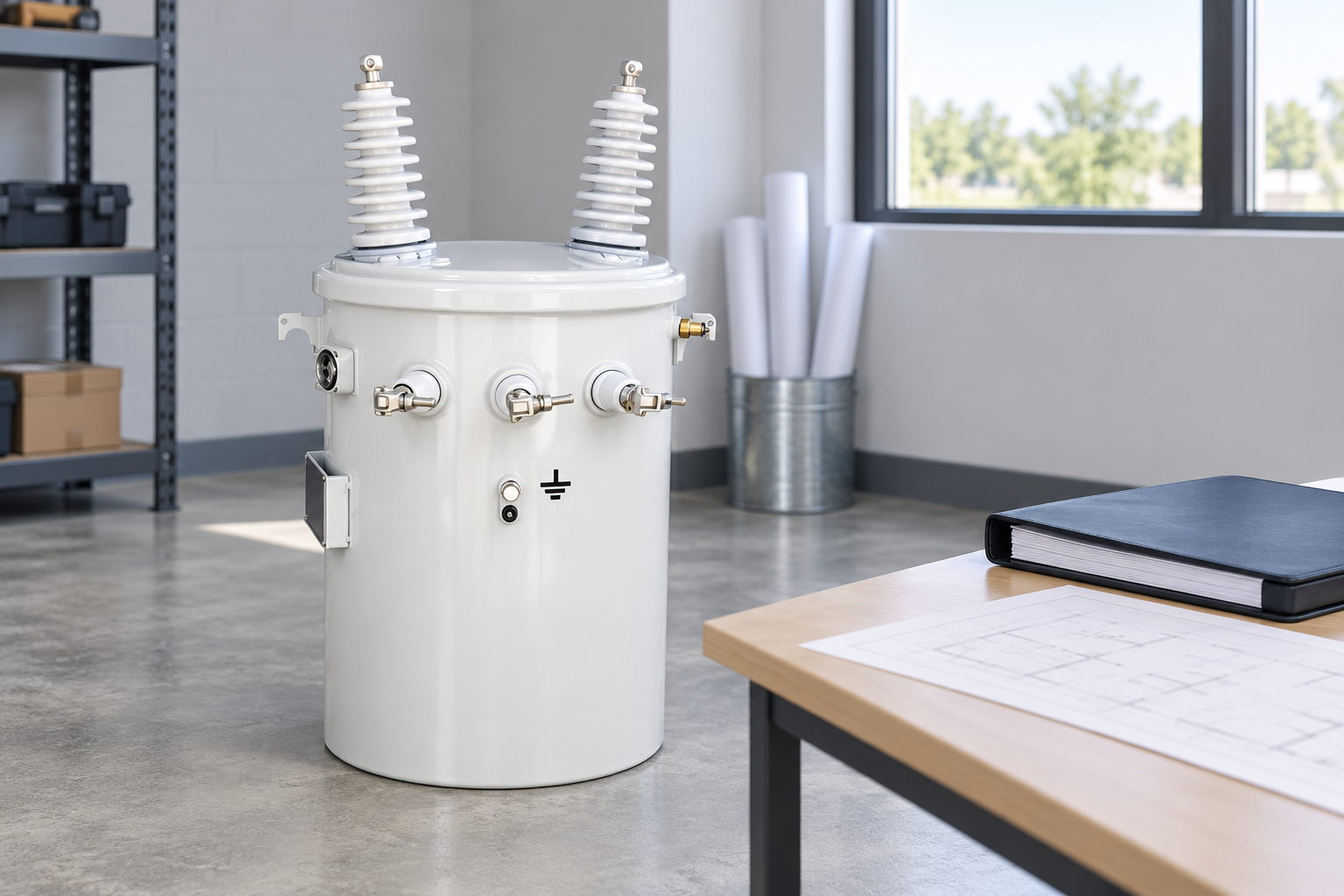 Single Phase pole mounted Transformer exterior reference for ac single phase power factor