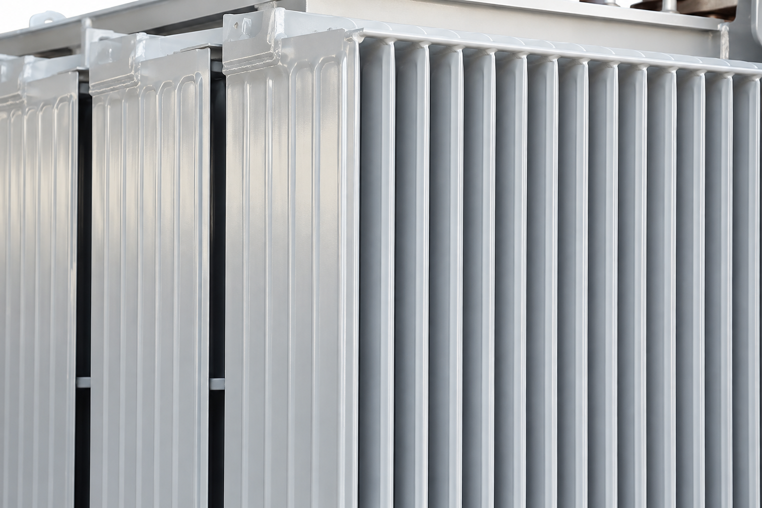 Close detail of original silver transformer radiator fins