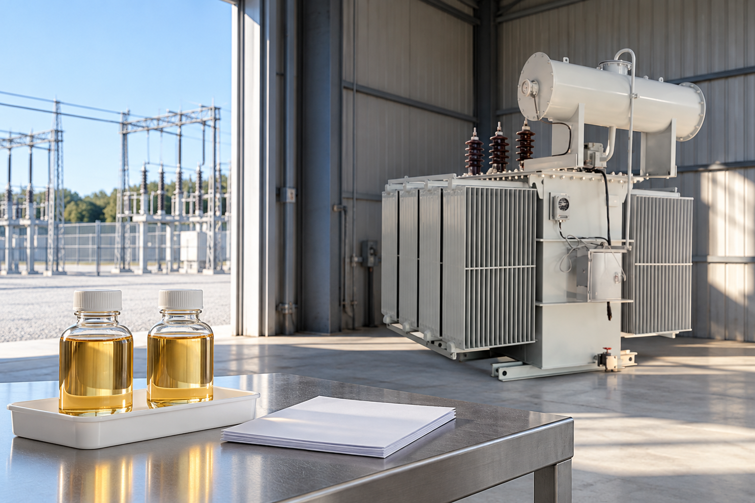 Reference transformer in maintenance bay beside separate sample-bottle counter