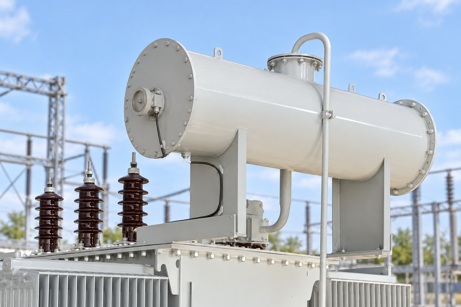 Original transformer conservator and supporting brackets